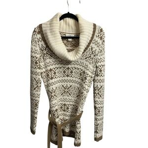 Loft Fair Isle Beige Patterned Cowl Neck Pullover Sweater Small